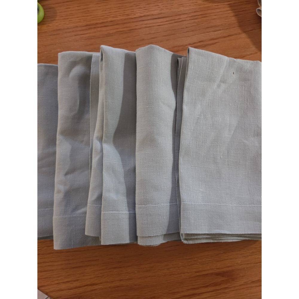 Potterybarn Sage Green Linen Cloth Napkins Set of 5 Holiday Table